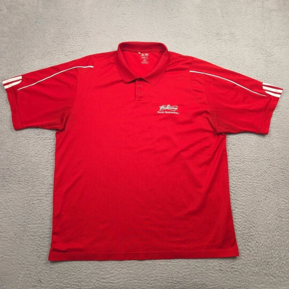 Adidas Budweiser Climalite Polo Men's 2XL Red Golf Beer Logo Shirt